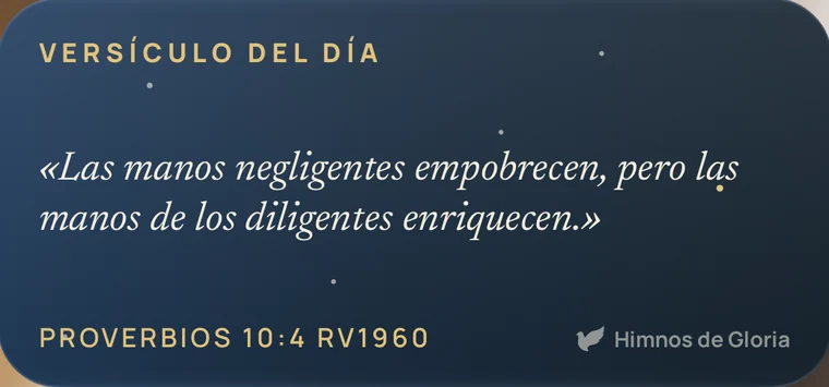 El widget del versículo del día con Proverbios 10:4